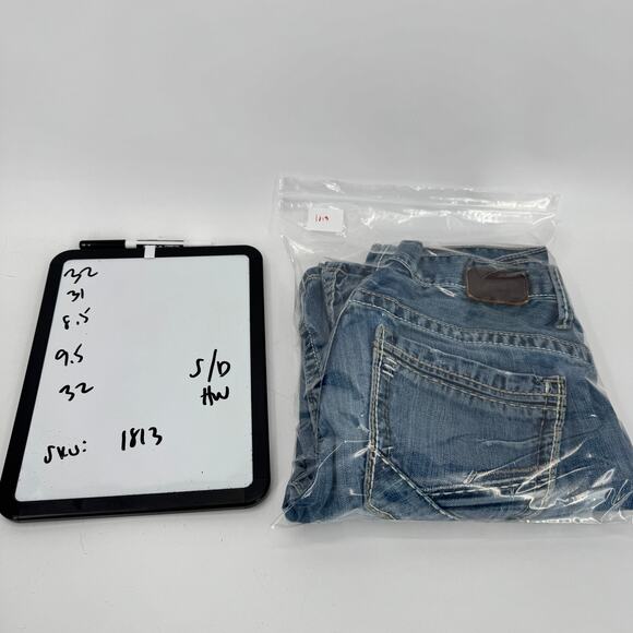 BKE Carter Jeans Mens 32 (32x31 ACTUAL) Bootcut Blue Denim Distressed UTILITY - Picture 14 of 14